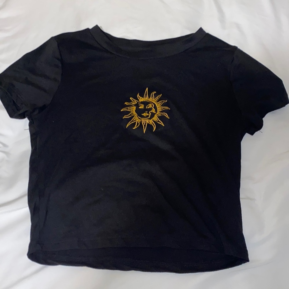 Charlotte Russe medium black sun crop top